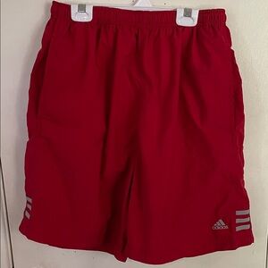 adidas Men’s Red Swim Shorts with Reflective Accents Medium